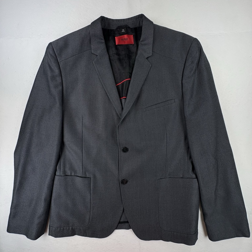 HUGO Boss Blazer Mens 44R Charcoal Gray Wool Blend Sport Unstructured Coat